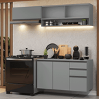 Cocina Compacta Flotante 200 cm Gris Nice Madesa