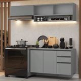 Cocina Integral 200 cm sin Patas Gris Nice 11