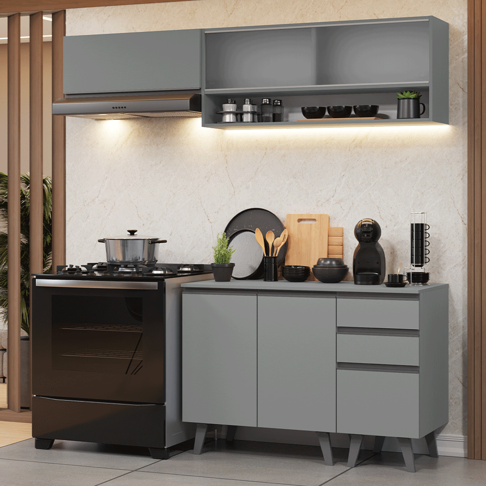 Cocina Compacta 200cm Gris Nice Madesa 13
