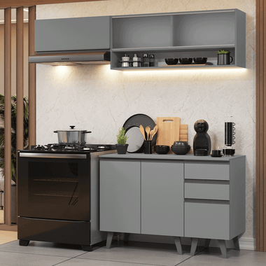 Cocina Compacta 200 cm Gris Nice Madesa