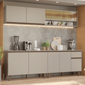 Cocina Integral 240 x 52 cm 9 Puertas 1 Cajón Crema Nice Madesa 03