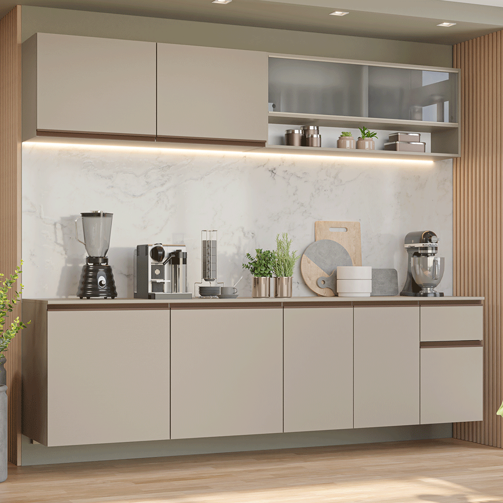 Cocina Integral 240 cm sin Patas Crema Nice 04