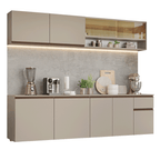 Cocina Integral Flotante 240 x 52 cm 9 Puertas 1 Cajón Crema Nice Madesa 05