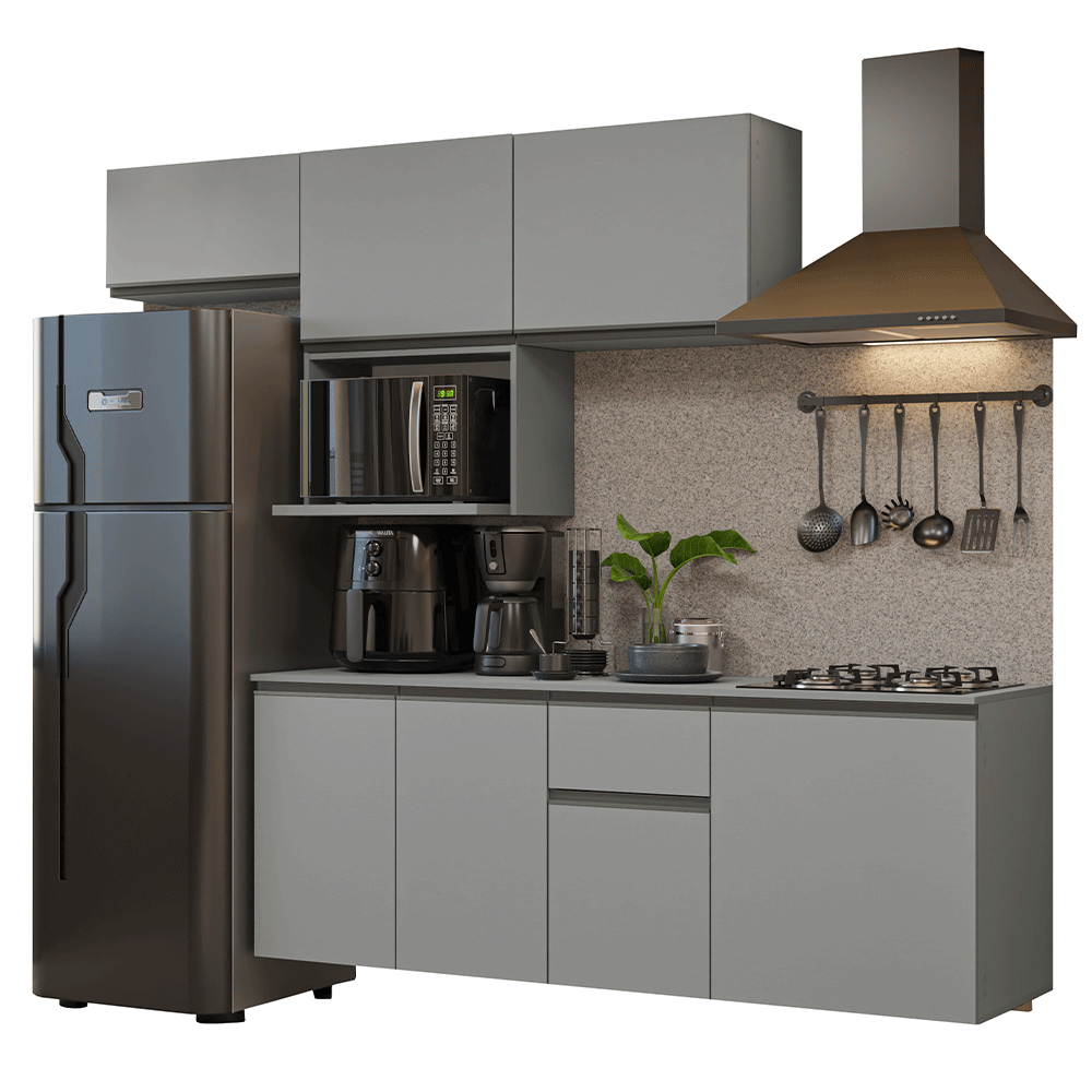 Cocina Integral 240 cm Sin Patas Nice Gris 07