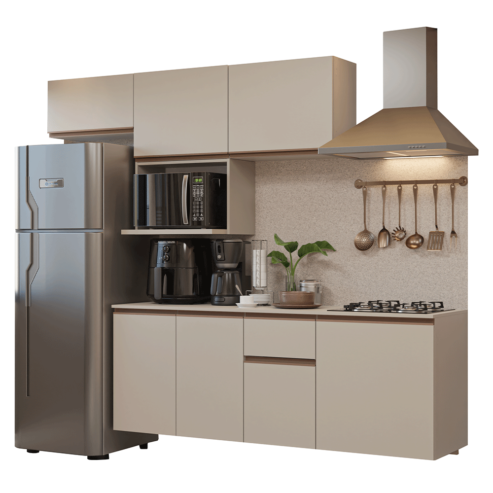 Cocina Integral Flotante 240 cm Crema Nice Madesa