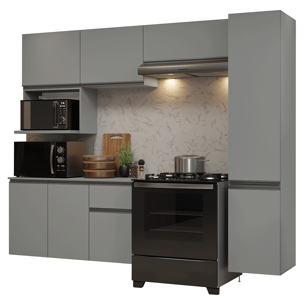 Cocina Integral Flotante 240 cm Gris Nice Madesa