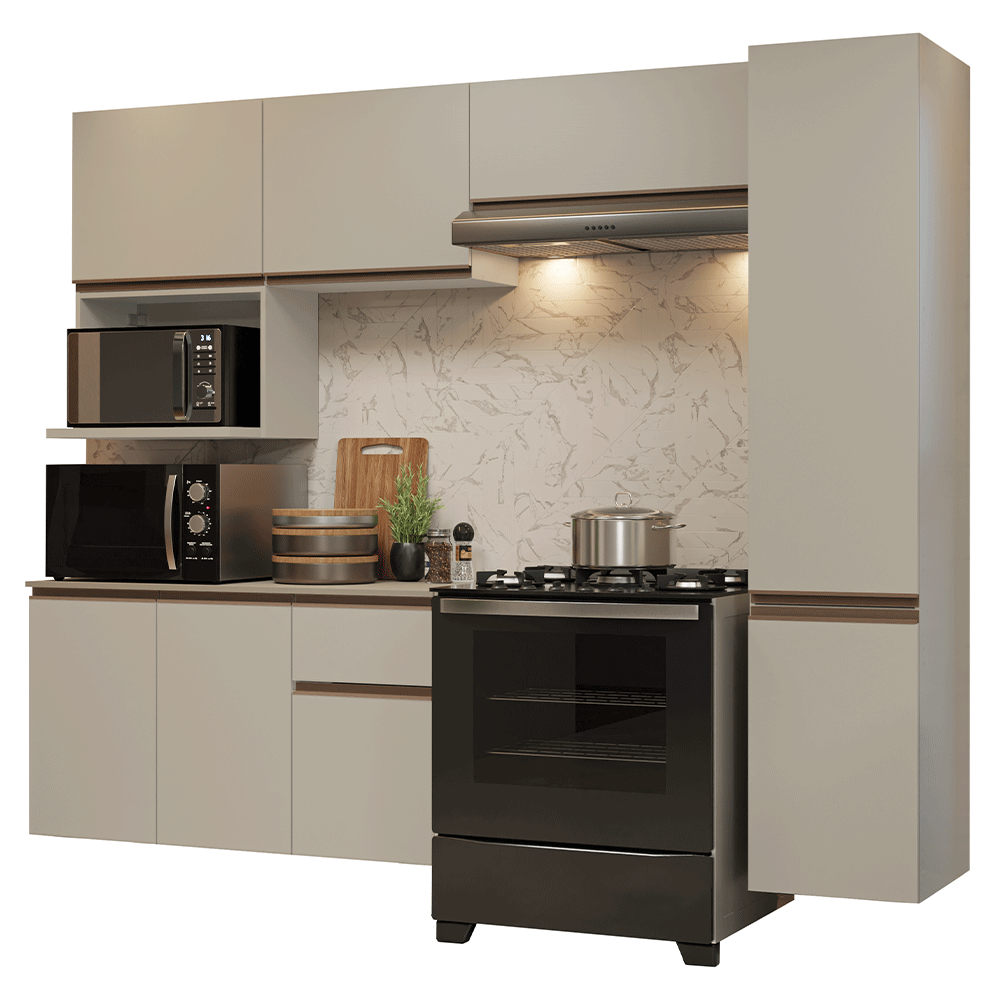 Cocina Integral Flotante 240 cm Crema Nice Madesa