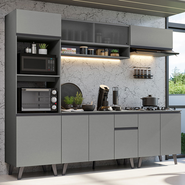 Cocina Integral 260 cm Con Mueble para Horno Gris Nice Madesa