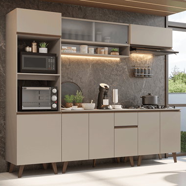 Cocina Integral 260 cm Con Mueble para Horno Crema Nice Madesa
