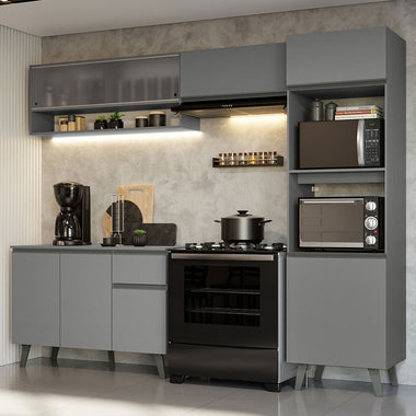 Cocina Integral 260 cm Con Mueble para Horno Gris Nice Madesa