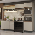 Cocina Integral Flotante 260 cm Con Mueble para Horno Crema Nice Madesa