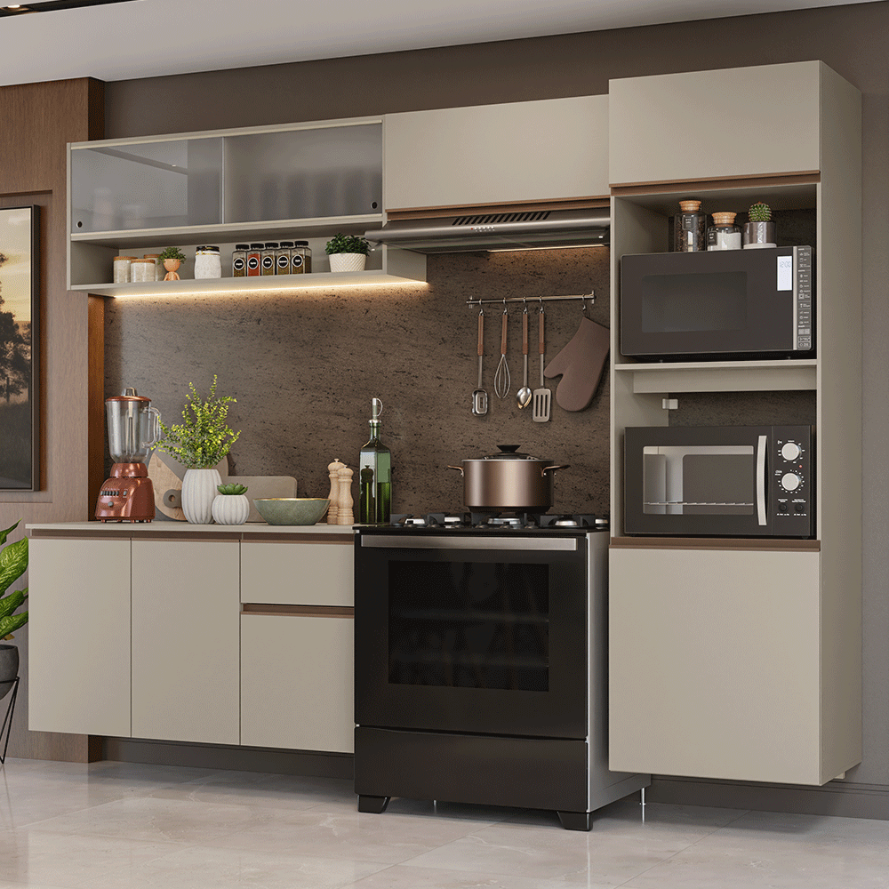 Cocina Integral 260 cm sin Patas Crema Nice 11