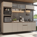Cocina Integral Flotante 260 cm Con Mueble para Horno Crema Nice Madesa