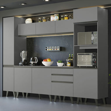 Cocina Integral 280 cm Con Mueble para Horno Gris Nice Madesa