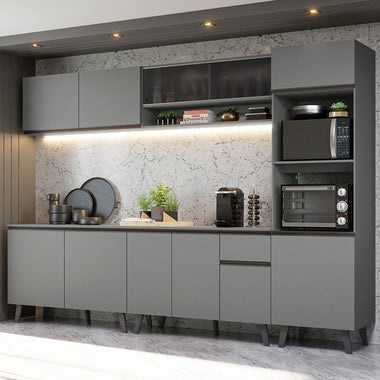 Cocina Integral 300 cm Con Mueble para Horno Gris Nice Madesa