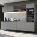 Cocina Integral Flotante 300 x 52 cm 11 Puertas 1 Cajón Con Mueble para Horno Gris Nice Madesa