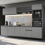Cocina Integral Flotante 300 x 52 cm 11 Puertas 1 Cajón Con Mueble para Horno Gris Nice Madesa