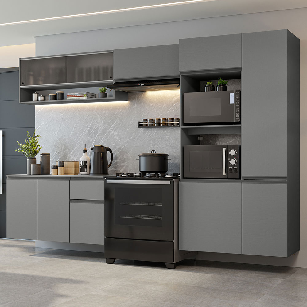 Cocina Integral 300 cm sin Patas Gris Nice 06