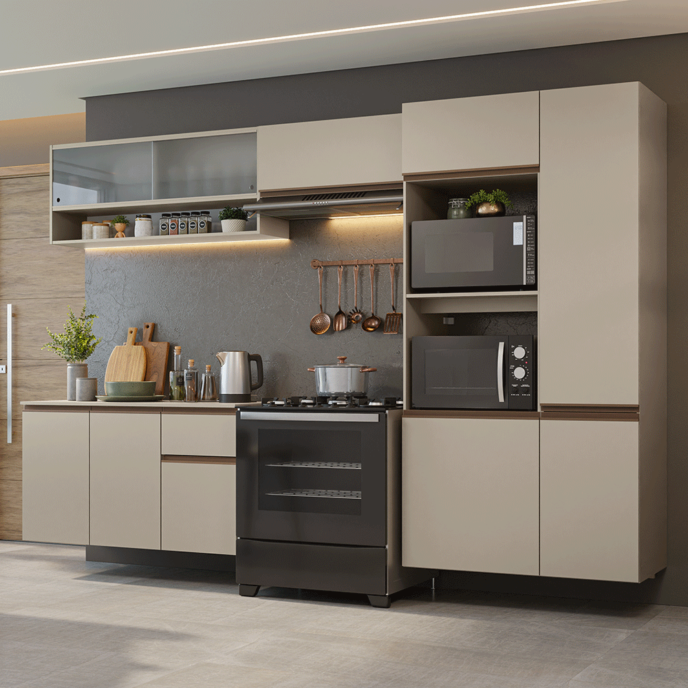 Cocina Integral 300 cm sin Patas Crema Nice 06