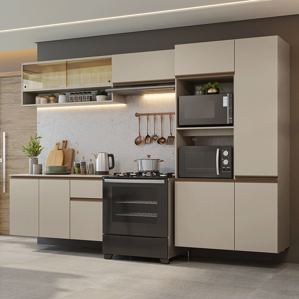 Cocina Integral 300 cm sin Patas Crema Nice 07