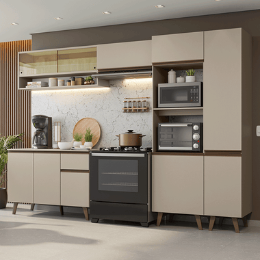 Cocina Integral 300 cm Con Mueble para Horno Crema Nice Madesa