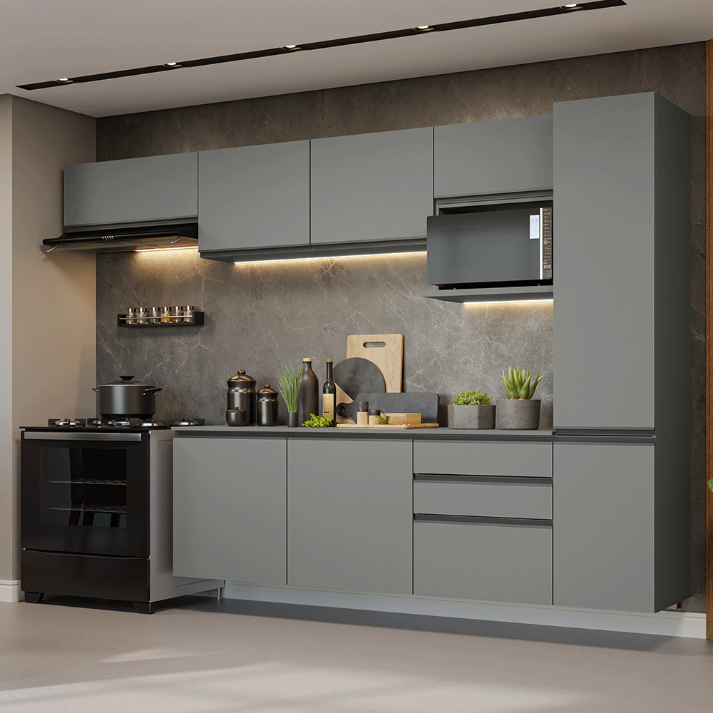 Cocina Integrale 300cm Suspendida Gris Nice Madesa 10