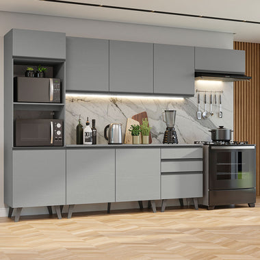 Cocina Integral 320 cm Con Mueble para Horno Gris Nice Madesa