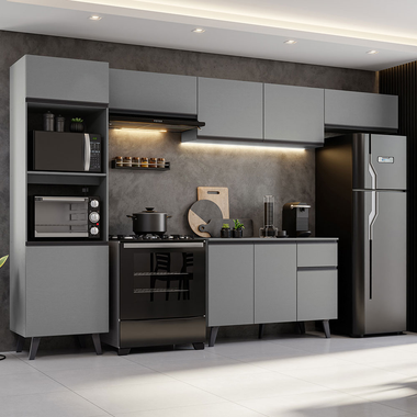 Cocina Integral 340 cm Con Mueble para Horno Gris Nice Madesa