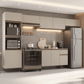 Cocina Integral Flotante 340 cm Con Mueble para Horno Crema Nice Madesa