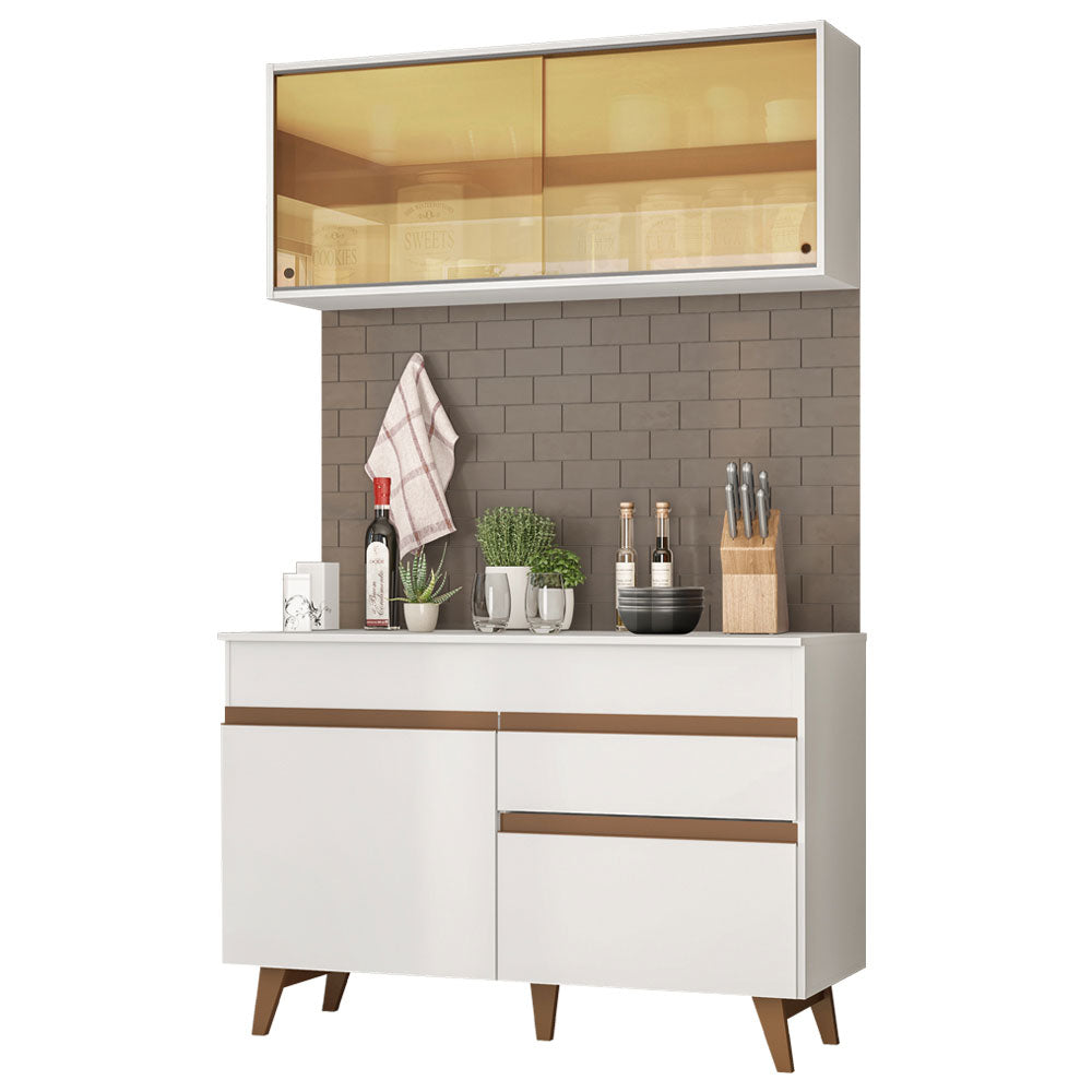 Cocina Compacta 120 x 52 cm 4 Puertas 1 Cajón Blanco Reims Madesa