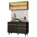 Cocina Compacta 120 cm Negro/Marrón Reims Madesa