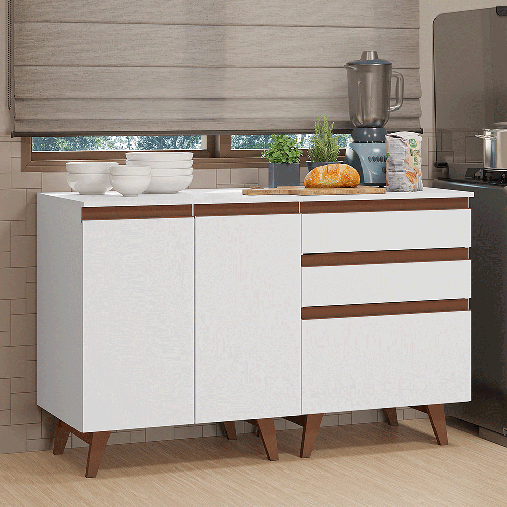 Kit 2 Gabinetes Bajos de Cocina 130 cm Blanco Reims Madesa