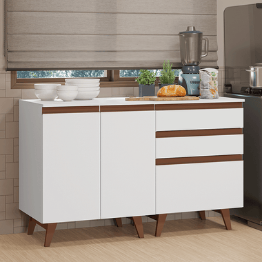 Kit 2 Gabinetes Bajos de Cocina 130 cm Blanco Reims Madesa