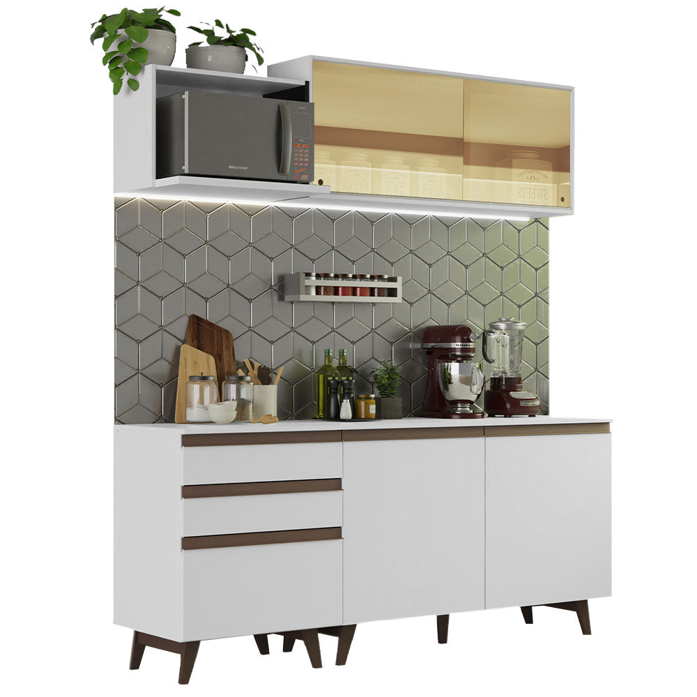 Cocina Compacta 180 x 52 cm 4 Puertas 3 Cajones Blanco Reims Madesa