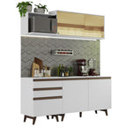 Cocina Compacta 180 x 52 cm 4 Puertas 3 Cajones Blanco Reims Madesa
