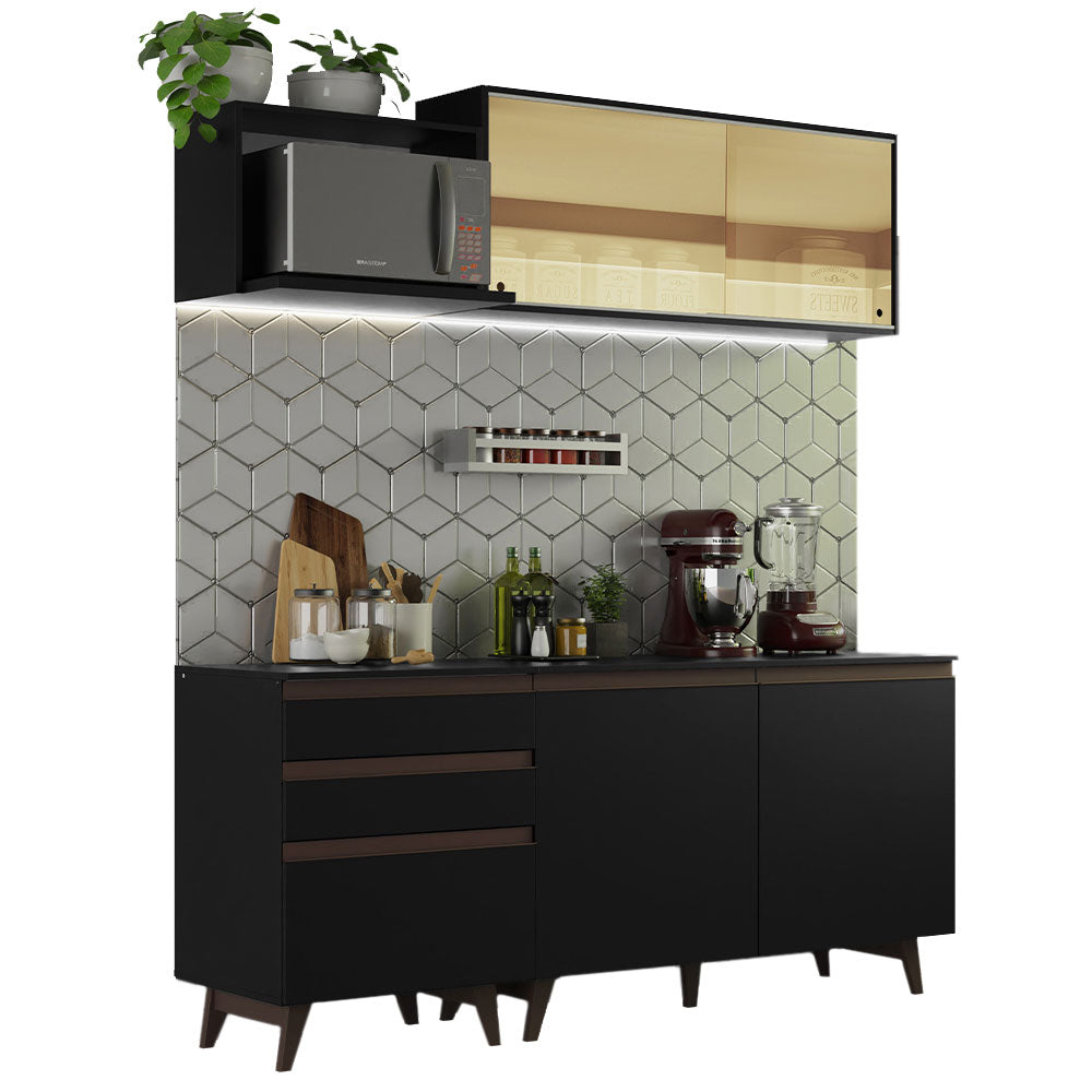 Cocina Compacta 180 cm Negro Reims Madesa