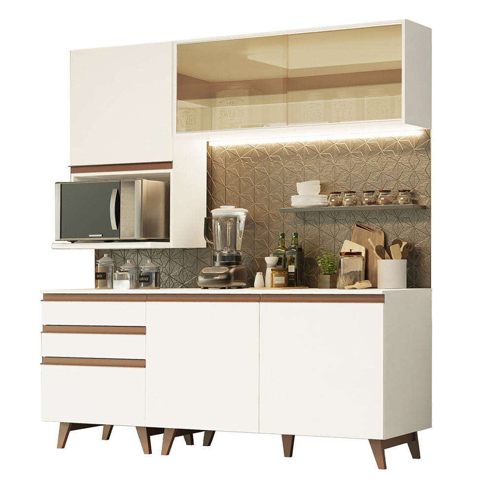 Cocina Compacta 180 x 52 cm 5 Puertas 3 Cajones Blanco Reims Madesa 01