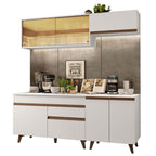 Cocina Compacta 190 x 52 cm 7 Puertas 1 Cajón Blanco Reims Madesa