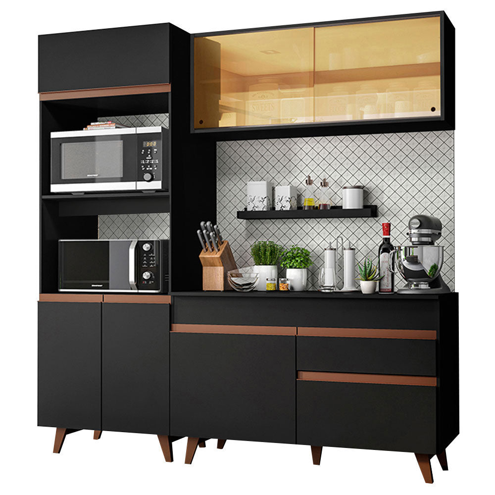 Cocina Compacta 190 cm Con Mueble para Horno Negro Reims Madesa