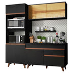 Cocina Compacta 190 cm Con Mueble para Horno Negro Reims Madesa
