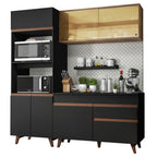 Cocina Compacta 190 cm Con Mueble para Horno Negro/Marrón Reims Madesa