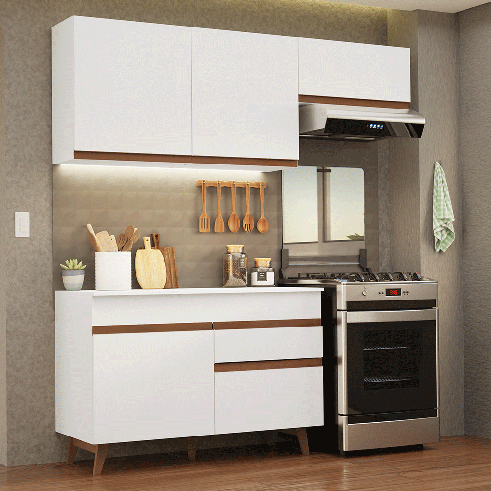 Cocina Compacta 190 x 52 cm 5 Puertas 1 Cajón Blanco Reims Madesa 04