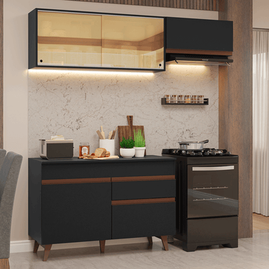 Cocina Compacta 190 cm Negro Reims Madesa