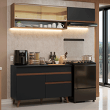 Cocina Integral 190cm Negro/Marrón Reims Madesa 06