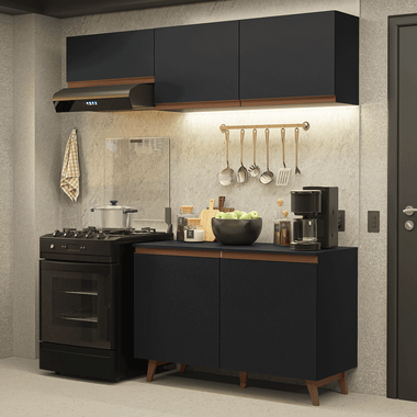 Cocina Compacta 190 cm Negro Reims Madesa