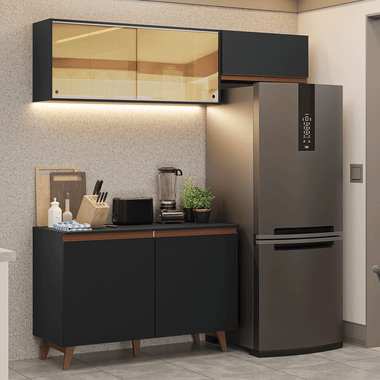 Cocina Compacta 190 cm Negro Reims Madesa