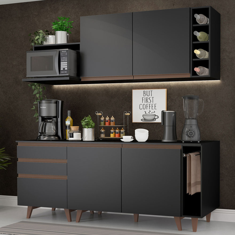 Cocina Compacta 200cm Negro Reims 01