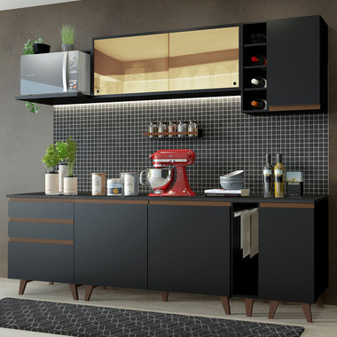 Cocina Compacta 235 cm Negro Reims Madesa