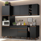 Cocina Compacta 235 cm Con Mueble para Horno Negro Reims Madesa