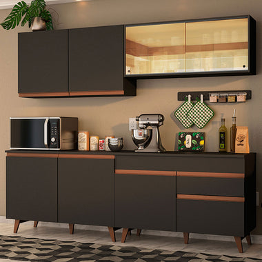 Cocina Integral 240 cm Negro Reims Madesa